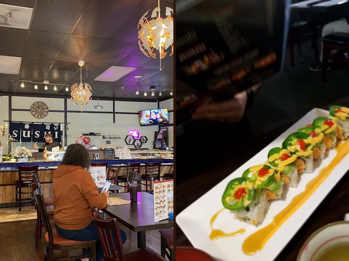Fresh sushi pieces on a simple table